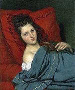 COURTOIS, Jacques Half-length Woman Lying on a Couch Spain oil painting artist